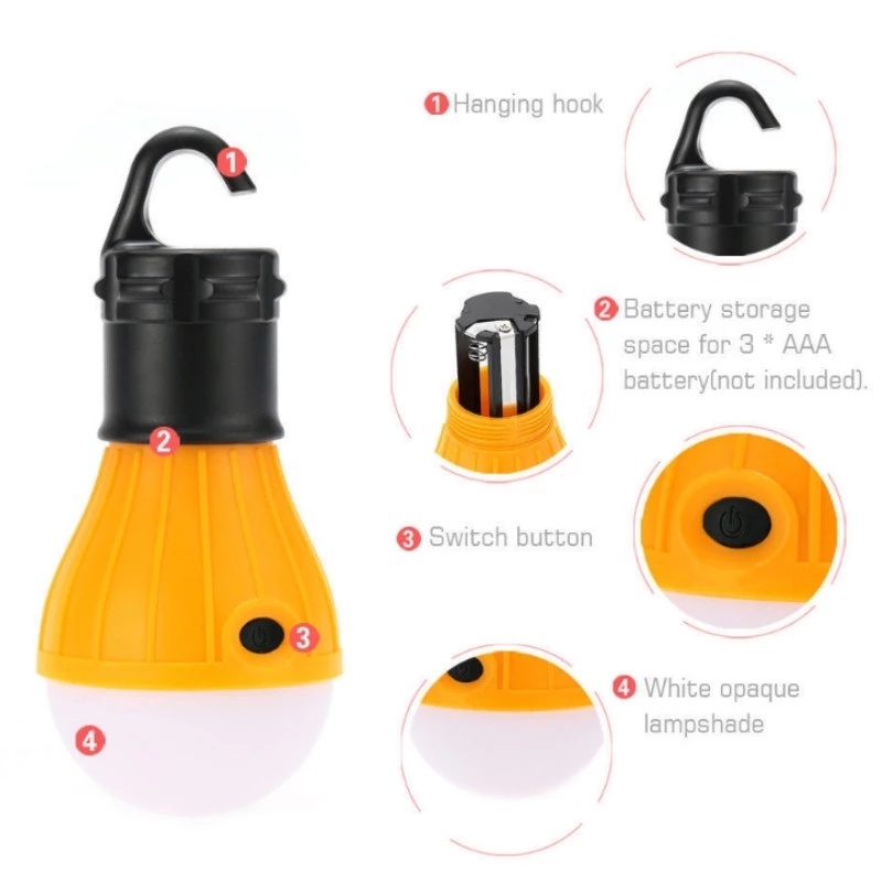 Lampu Bohlam Led Darurat Mini Portable Warna Acak Untuk Tenda Outdoor