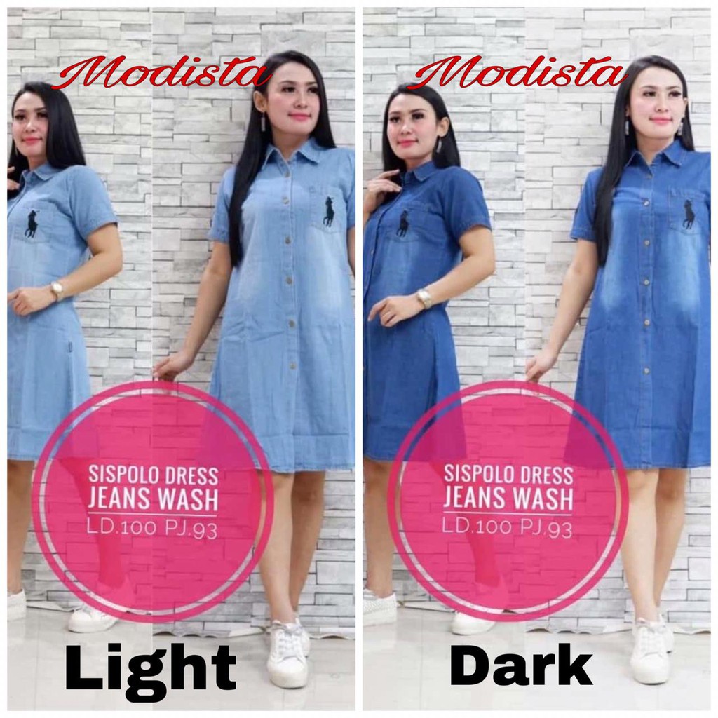 NEW!! SISPOLO DRESS DENGAN BORDIR ASLI MATT JEANS WASH