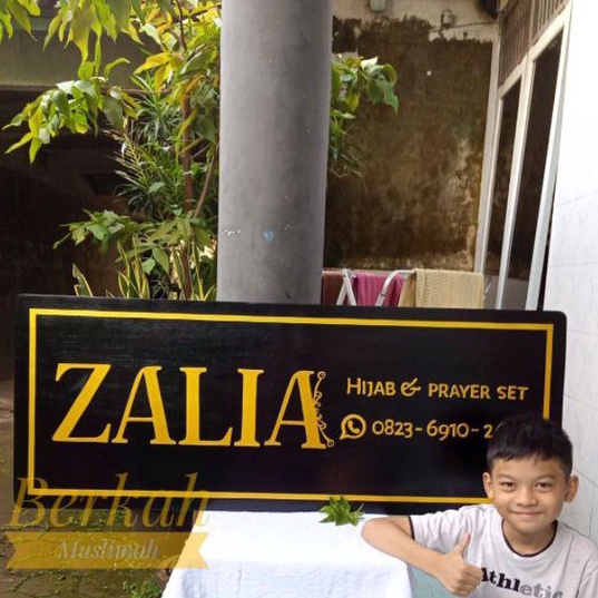 Outdoor 130x50/Papan Nama Kayu Mahoni custom toko butik kafe tempat usaha/plang zalia 15 kg