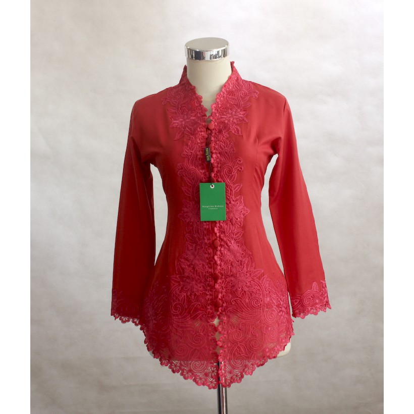 KEBAYA ENCIM PANJANG BORDIR SENADA ATASAN KEBAYA MODERN MERAH 657