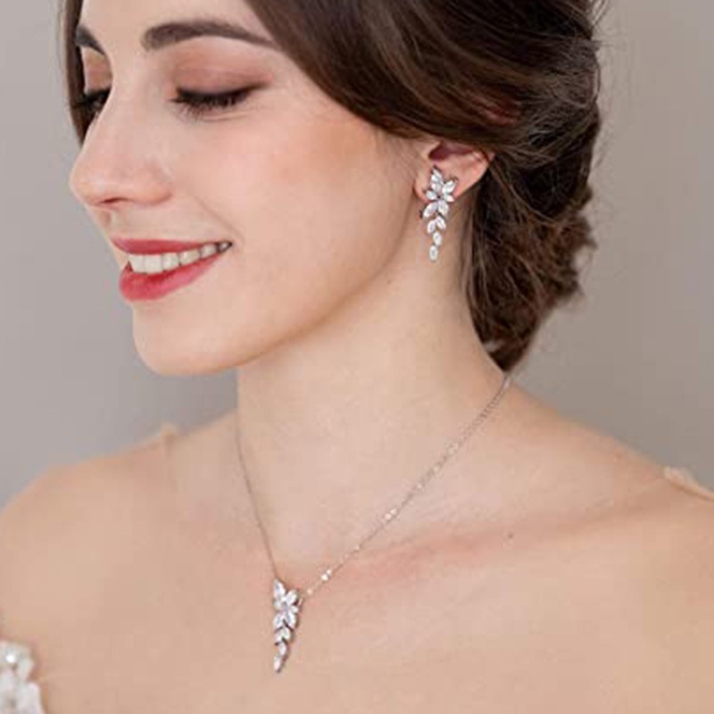 Set Anting Dan Kalung Bahan zircon Untuk Pengantin