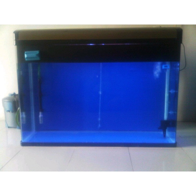 Jual Background aquarium polos hitam biru tinggi 50 cm wallpaper