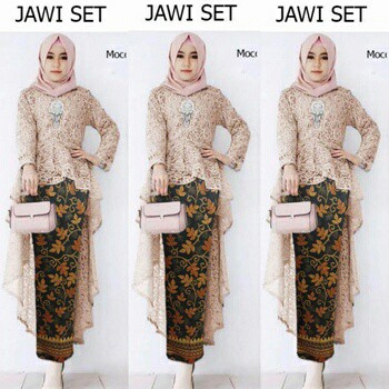 BISA COD - SET JAWI KEBAYA / SETELAN BATIK KEBAYA BRUKAT WANITA / TERSEDIA 2UKURAN