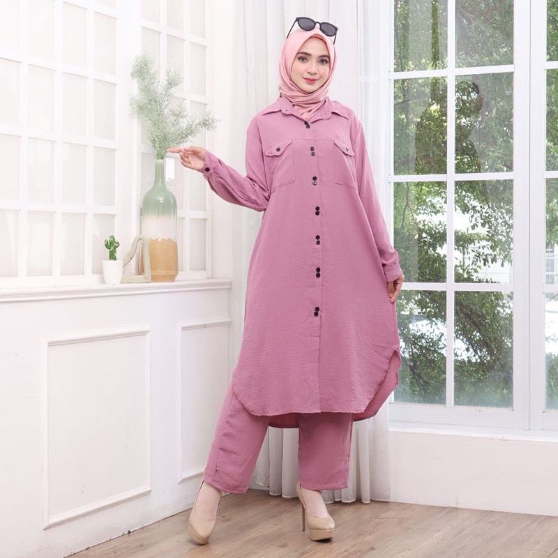 STELAN KANTONG DUA SETCEL RAYON CRINKLE KANCING JUMBO BUMIL BUSUI KARET BIGSIZE JUMBO MURAH POLOS ADEM