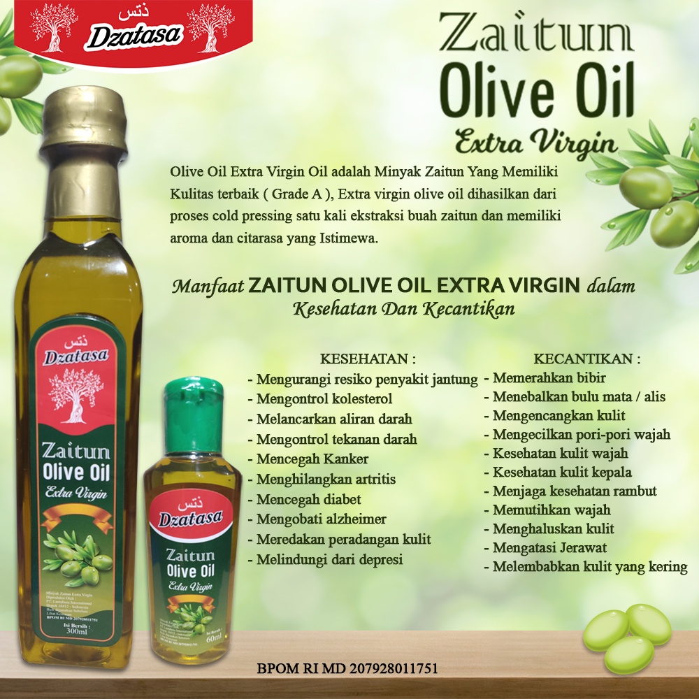 Minyak Zaitun Extra Virgin 300 ml &amp; 60 ml Dzatasa BPOM