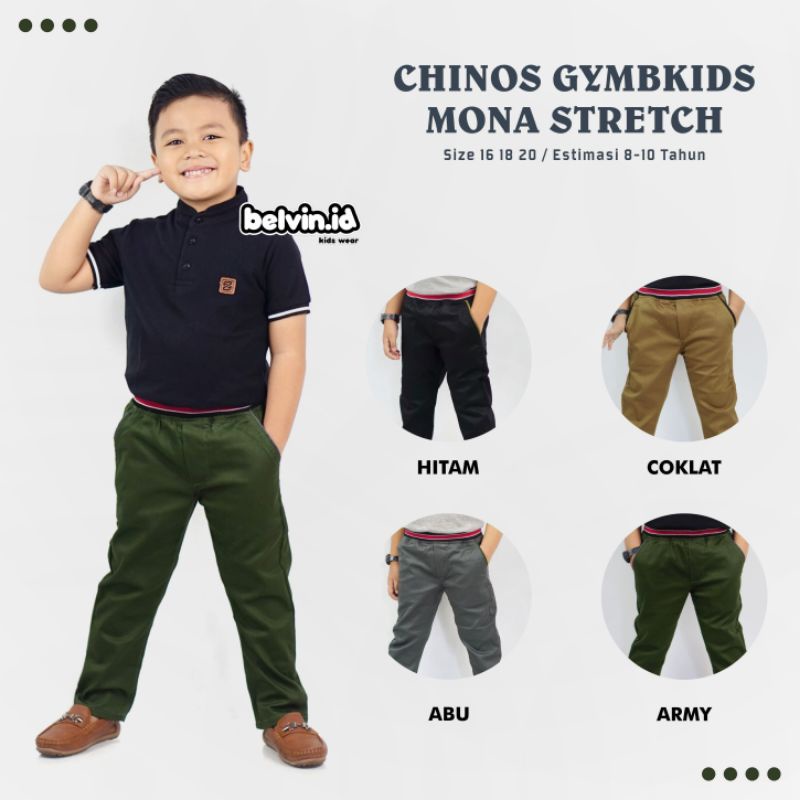 Gymbkids Celana Panjang Chinos Chino Katun Mona Anak Laki Cowok 8 9 10 Tahun (161820) PREMIUM