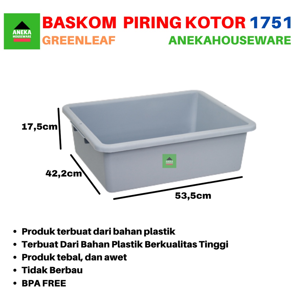 Baskom Container Piring Kotor Dayton 1751 Green Leaf