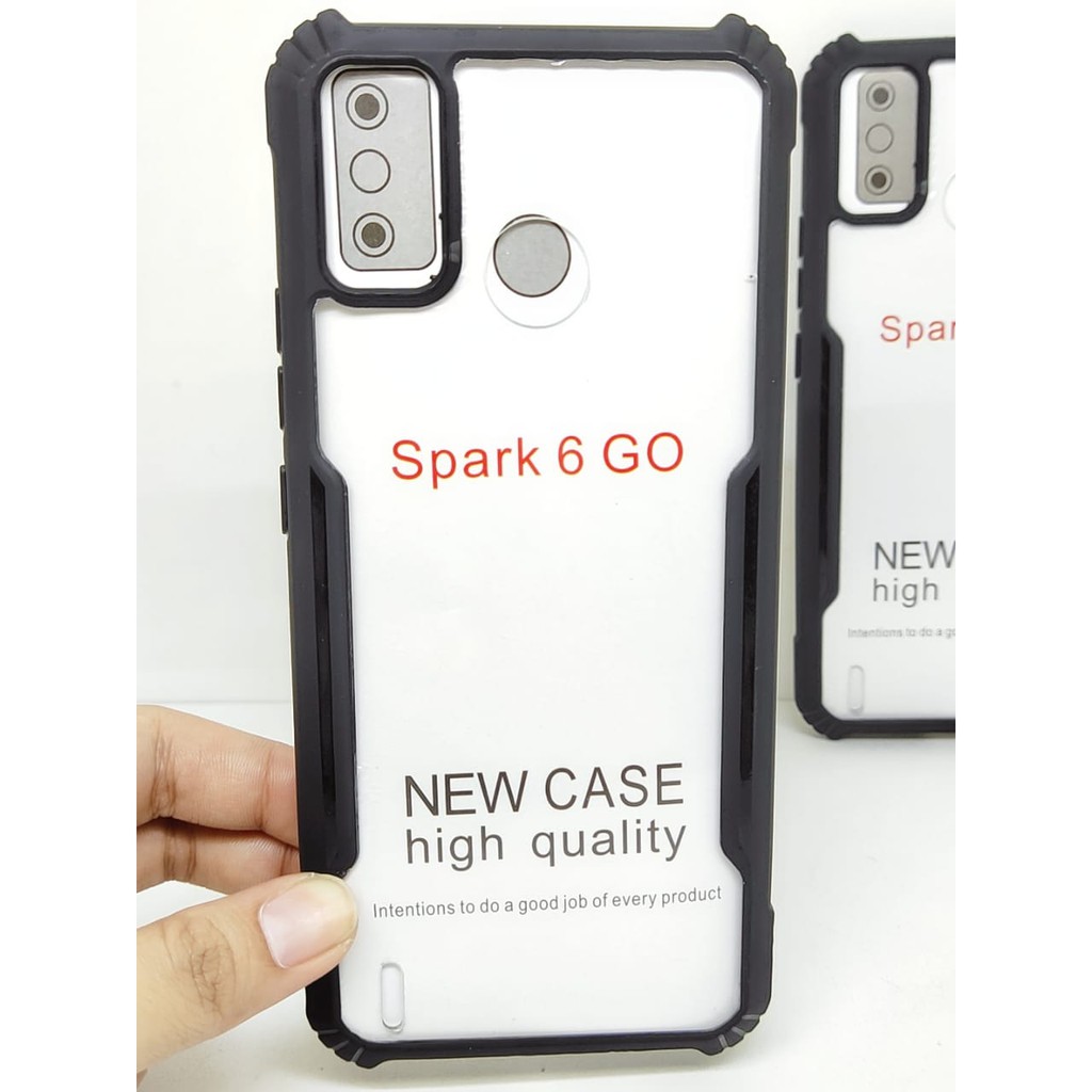 Anti Shocking Tecno Spark 10/Spark 10 Pro/Spark GO 2023/Spark 5 Pro/Spark 7/Spark 7 NFC/Spark 6 Go/8C Hardcase List Hitam Acrylic Case