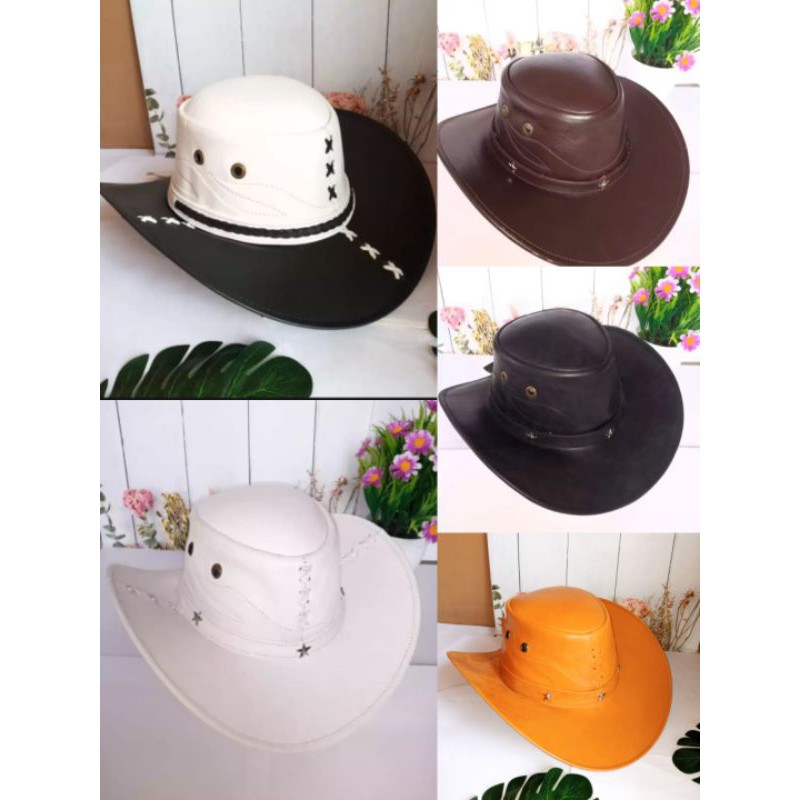 Topi Koboi Kulit Asli - Topi Laken Kulit Garut