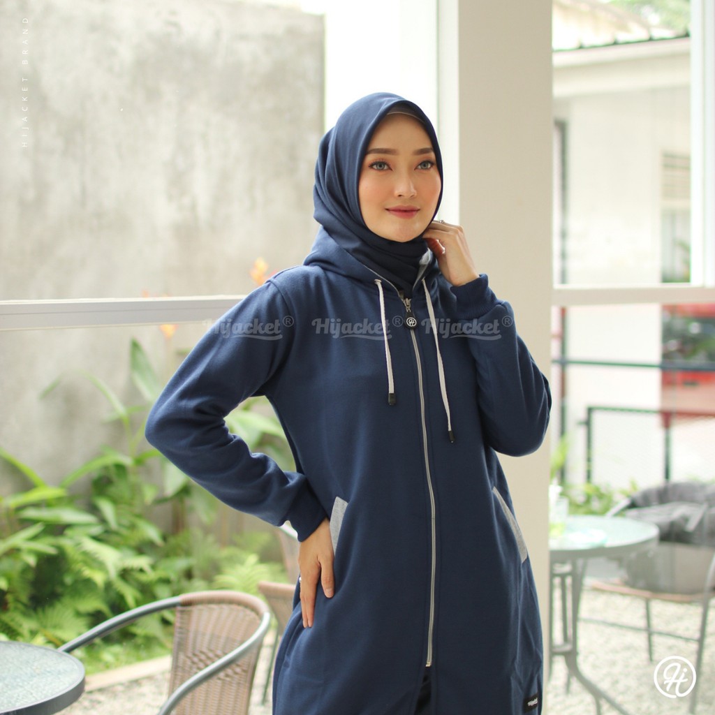JAKET SWEATER WANITA MUSLIMAH HIJABER - HIJACKET BASIC - PANJANG HIJAB SYARI HIJAKET