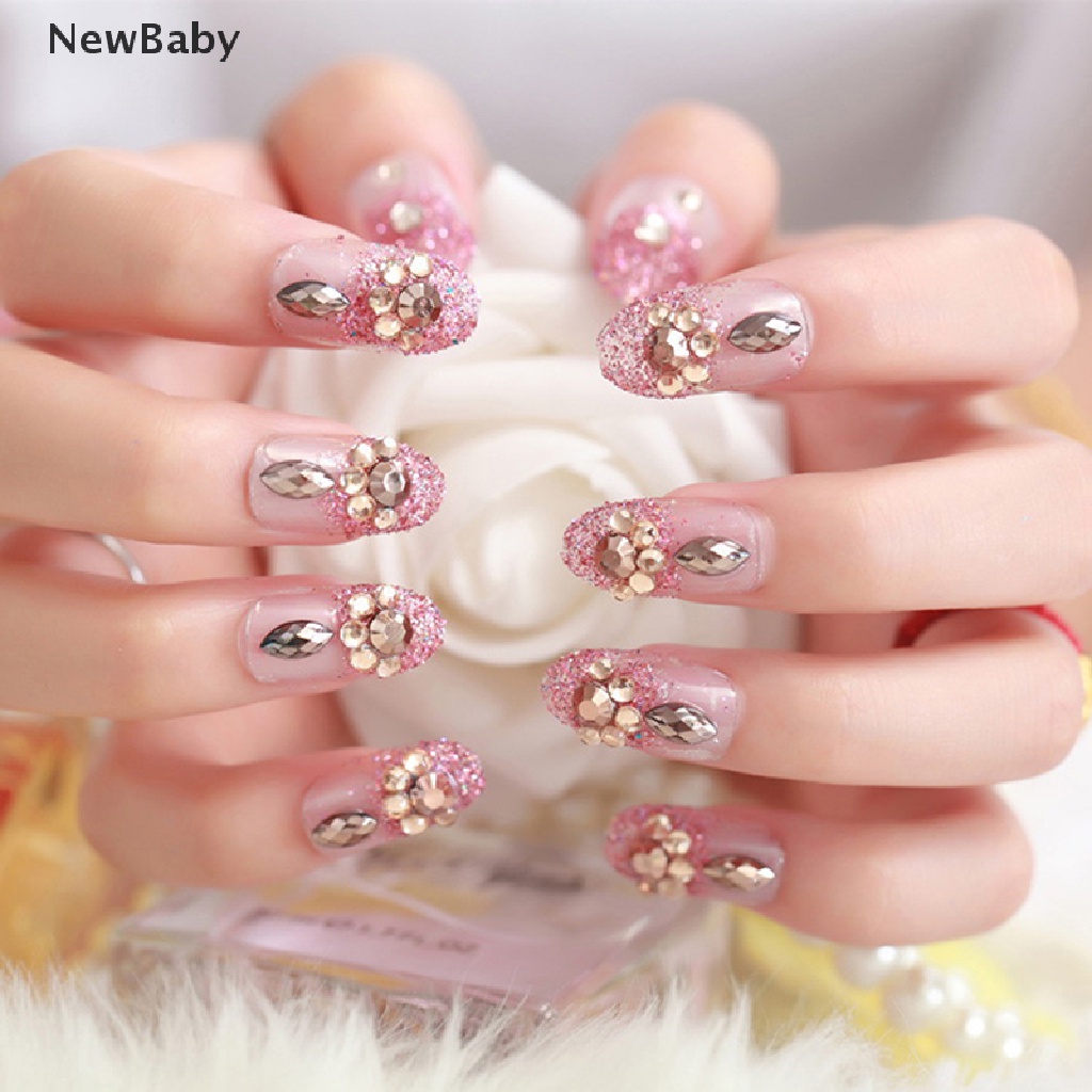 Newbaby 24Pcs / Set Kuku Palsu Akrilik UV gel Untuk Nail art / Manicure