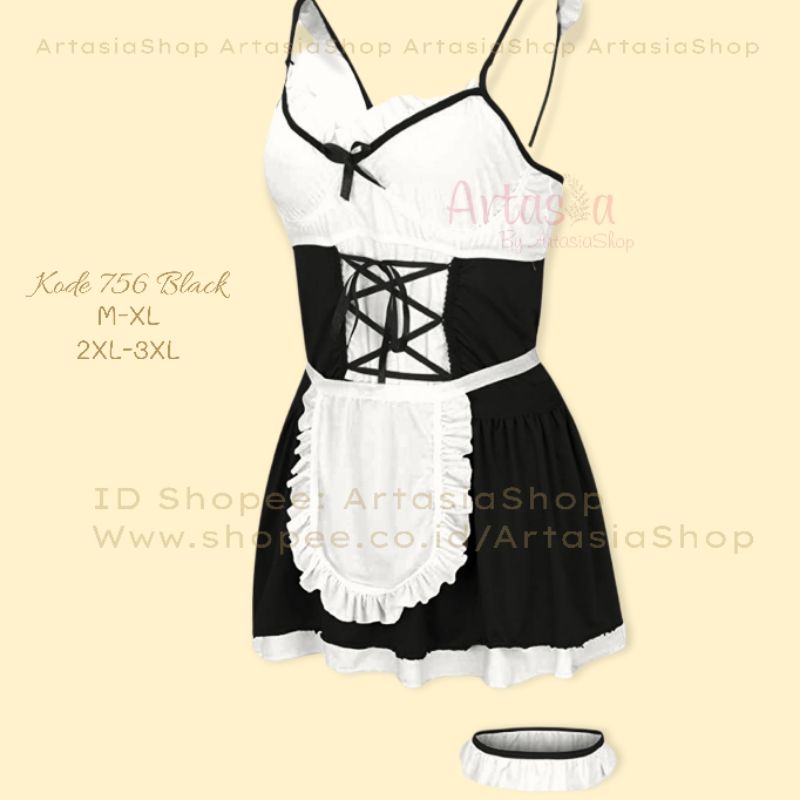 Costum Sexy M L XL 2XL 3XL Lingerie Pelayan ART Kostum BigSize Cosplay Costume Pembantu Maid Besar C