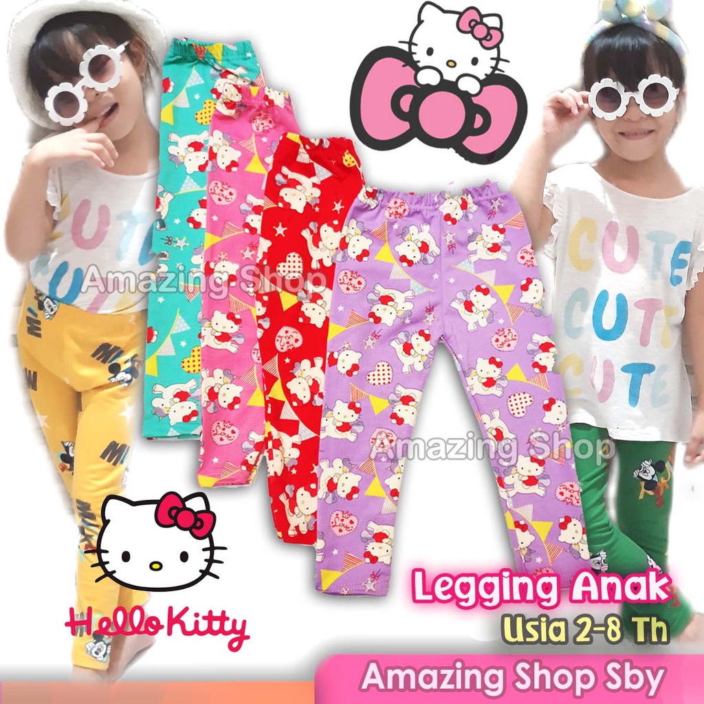 Legging Anak Perempuan Cewek Motif Hello Kitty Usia 2-8 Tahun Amazing Shop SBY