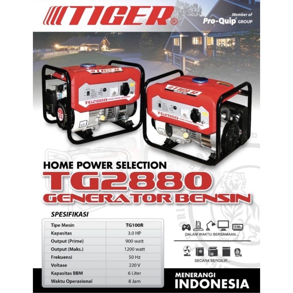 GENSET 1000 WATT TG 2880 GENSET TIGER