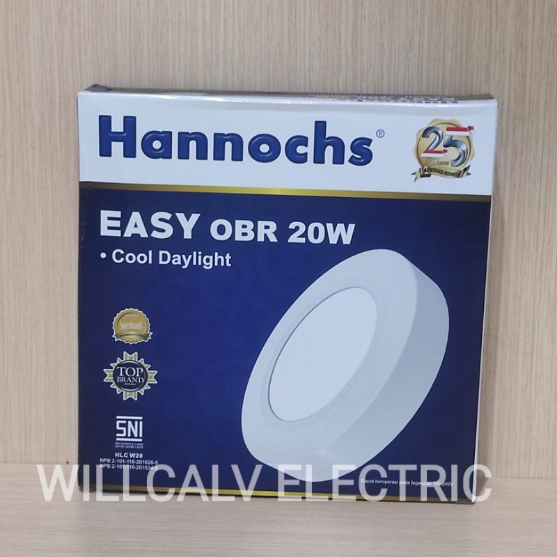 HANNOCHS EASY OBR 20W 20 WATT CAHAYA PUTIH / LAMPU PANEL OB BULAT HANNOCHS 20W 20 WATT CAHAYA PUTIH