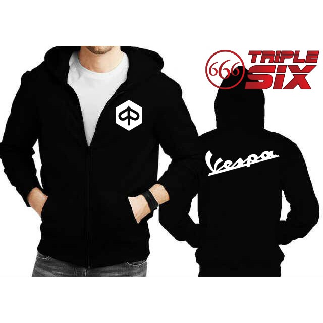 Jaket Hoodie zipper Vespa Piaggio BLACK