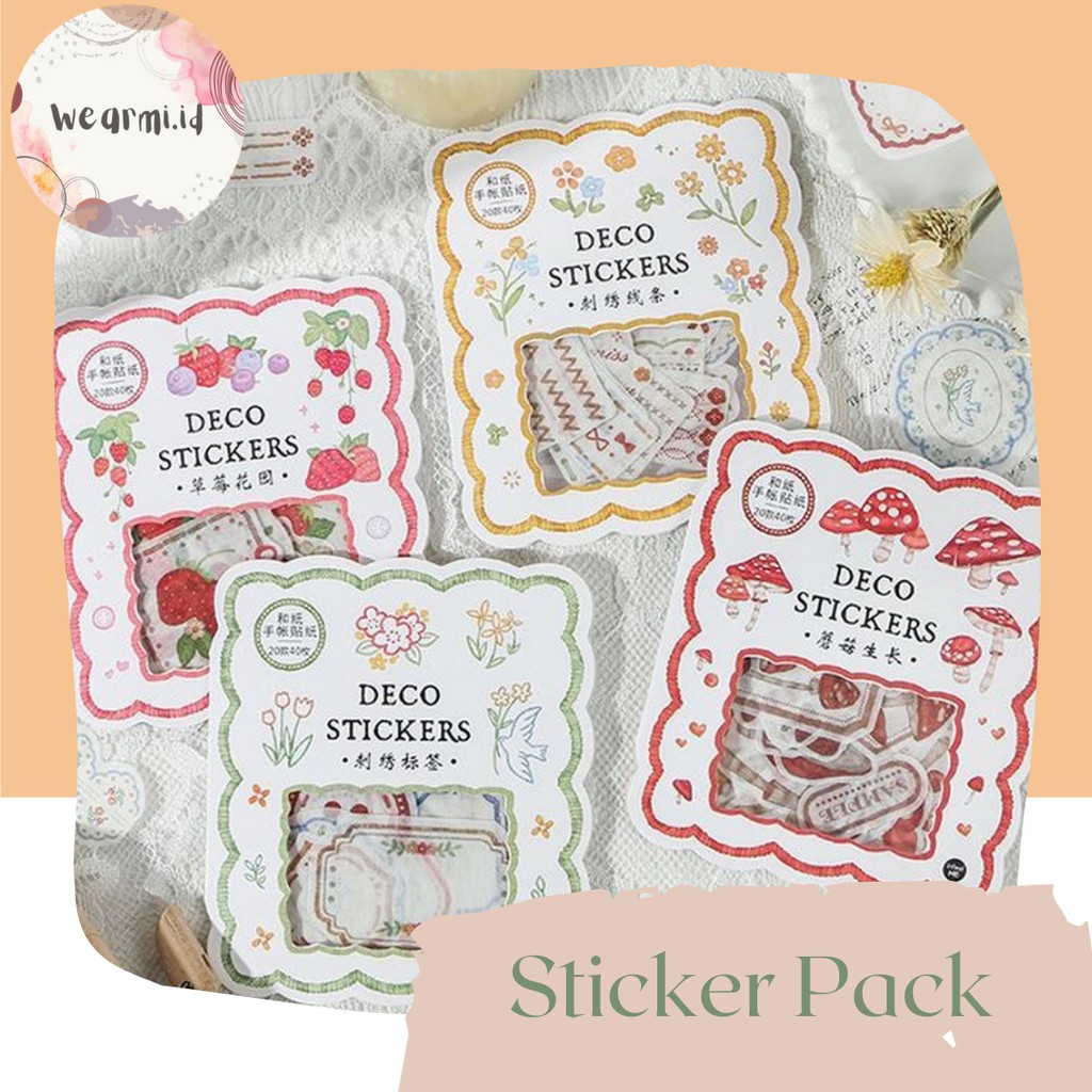 

40pcs Sticker Pack Pattern Cute Color Asthetic Jurnal Scrapbook Bujo DIY