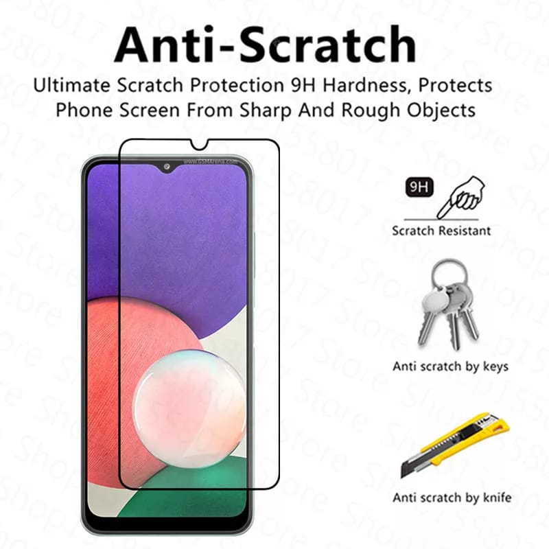 PROMO Tempered Glass SAMSUNG A22 4G/5G TG Layar FULL COVER Black Premium Screen Protector Anti Gores Kaca