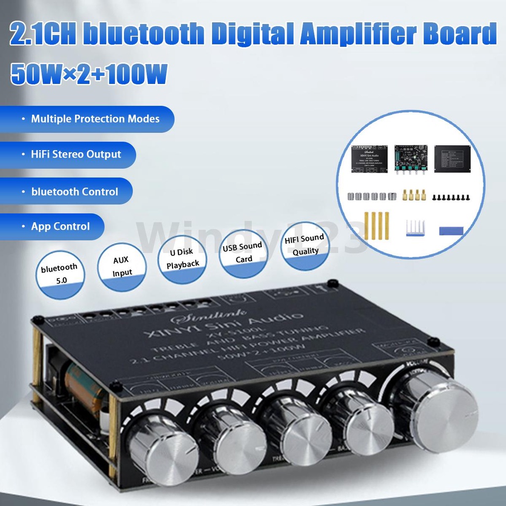 200W BT 5.0 Papan Amplifier Digital 2.1 Saluran Kelas D TPA3116D2 Amp dlm persediaan