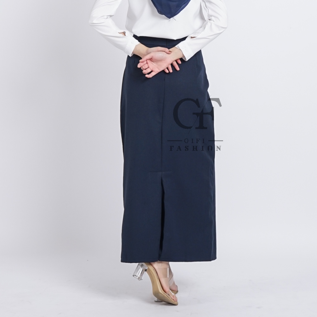 ROK KERJA WANITA / /ROK FORMAL/ ROK REMPEL KERJA / ROK SPAN KERJA / ROK PANJANG POLOS / ROK KANTOR-navy