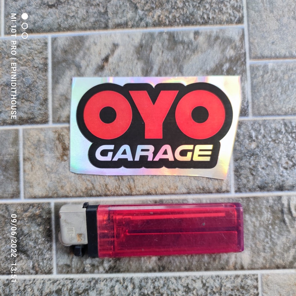 Stiker Oyo Garage Kata Viral FYP Hologram Rainbow Motor Helm HP Casing