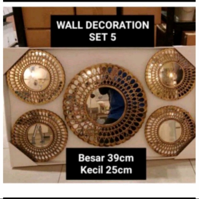 INFORMA SET HIASAN DINDING MINIMALIS CERMIN 5PCS WALL DECOR HOME MURAH