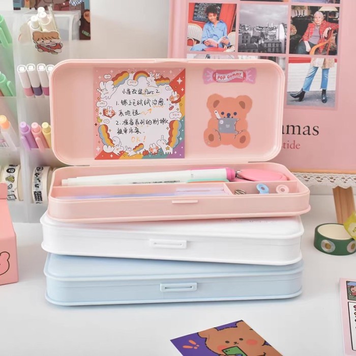 

Produk Unggulan Cute Korea Style Pencil Box With Sticker Diy Kotak Pensil Bagus