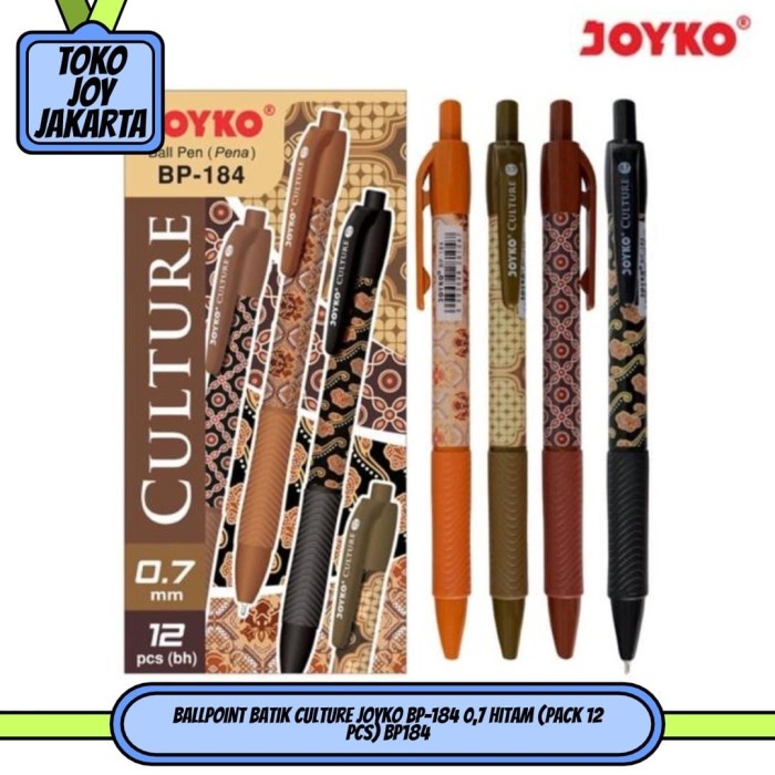 

MURAH Ballpoint Batik Culture Joyko BP-184 0,7 Hitam (Pack 12 Pcs) BP184