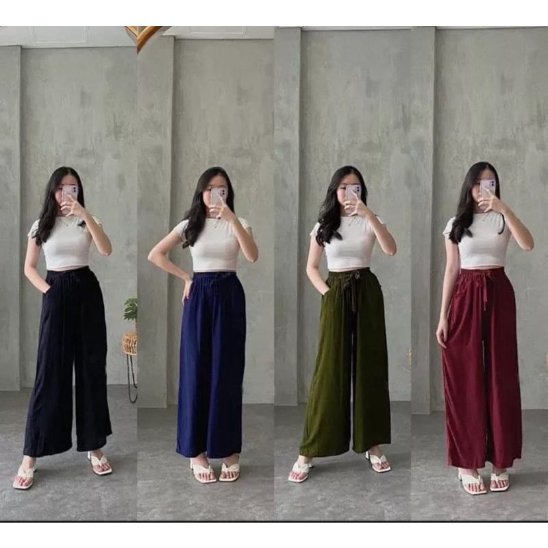 celana Kulot Rayon Highwaist Celana Kulot Rayon Premium Celana Kulot Rayon Tali Jumbo Celana Kulot W