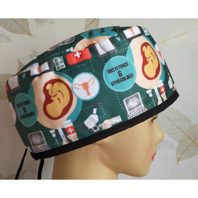 Head Cap /Topi Medis / Scrub Hat / Surgical Cap / Topi Dokter Obgyn Hijau