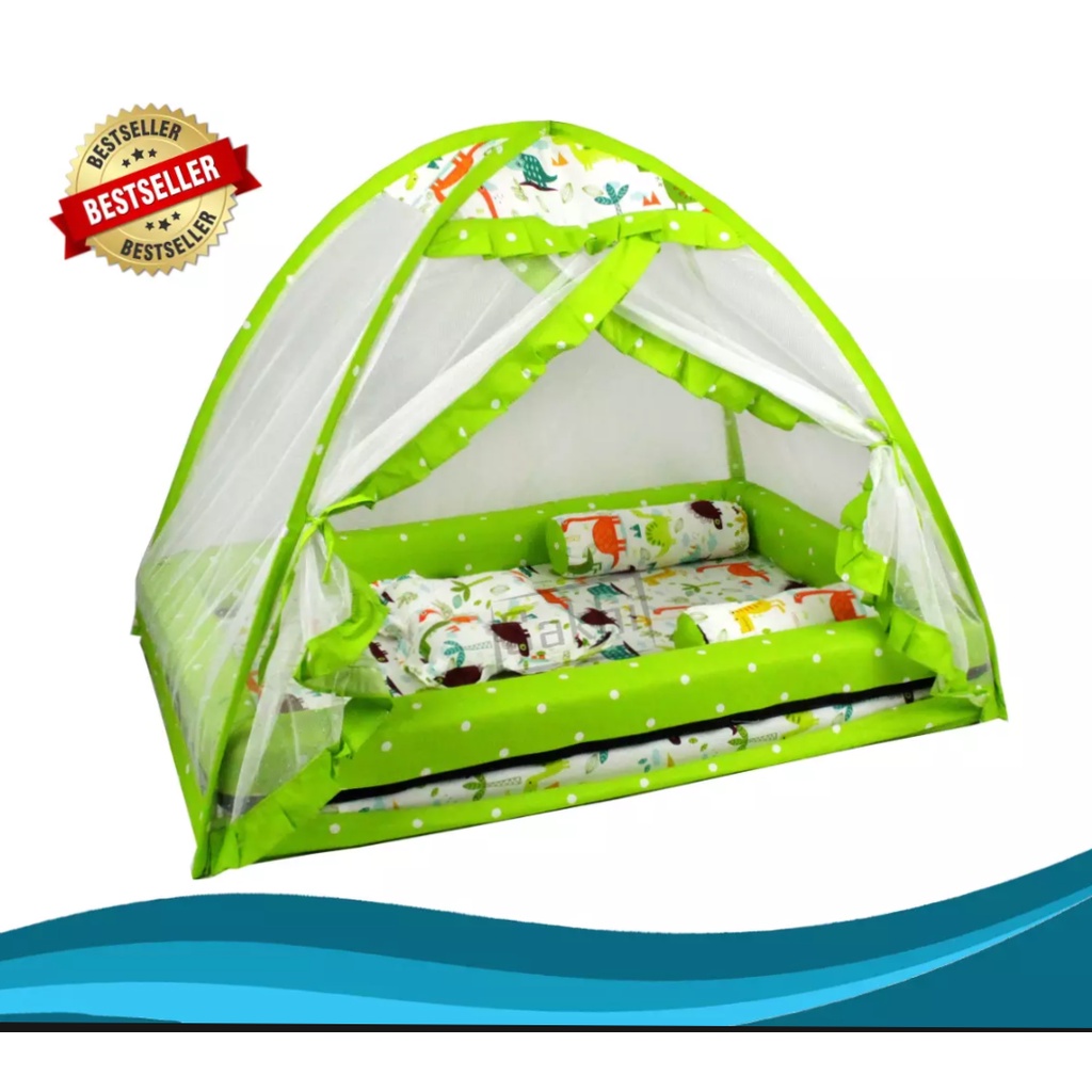 BEST SELLER Kasur Bayi Kelambu model tenda satu set bantal guling