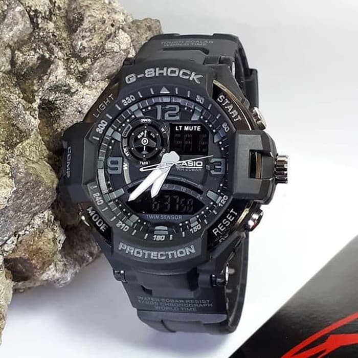 Jam Tangan Gshock GA1000 Water Resist Renang - Hitam lis Abu