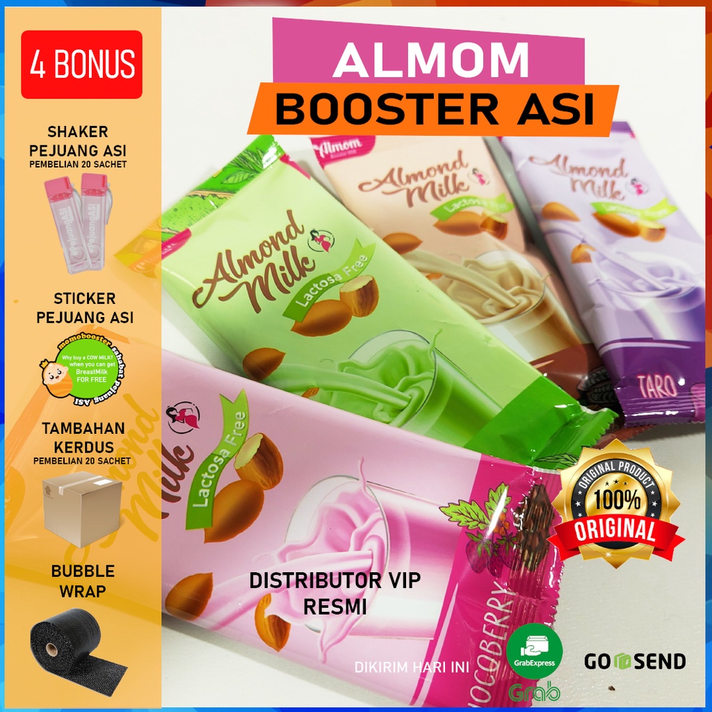 [SACHET] ALMOM ALMOND MILK POWDER PREMIUM/ PELANCAR ASI SARI ALMOND BUBUK / SUSU ALMOND