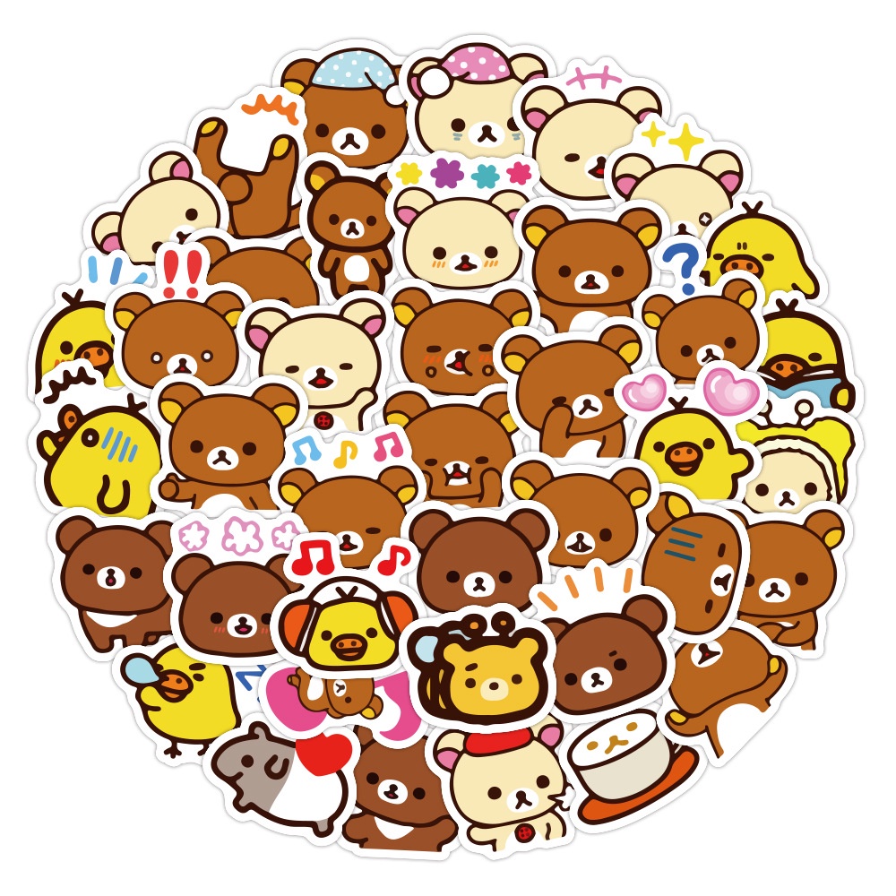 Rilakkuma stiker lucu kartun little ayam kuning tangan akun bahan Ringan beruang lucu lubang hidung