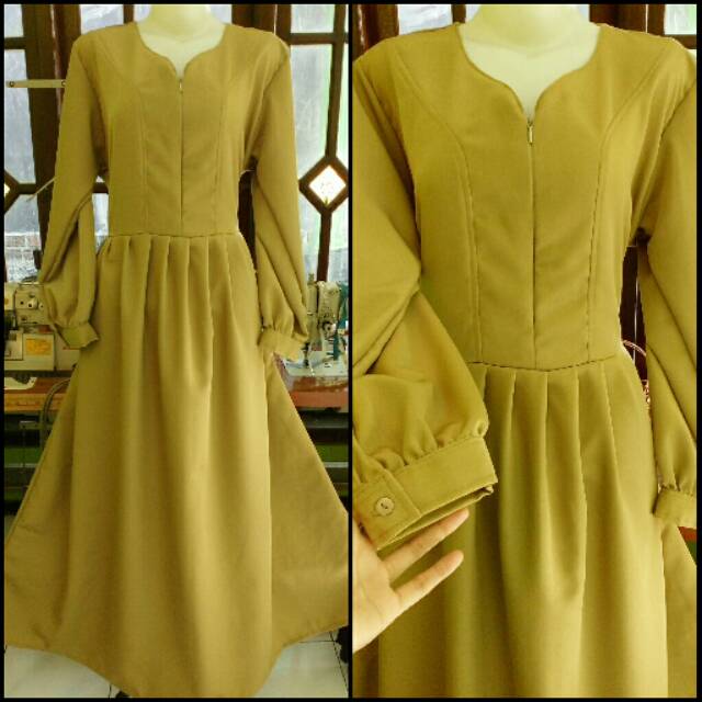 Baju Gamis PNS Khaki PDH Muslimah