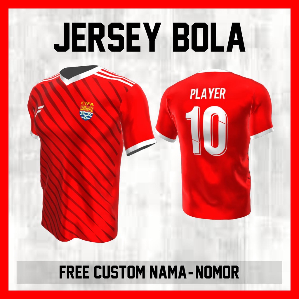 Kaos Bola Jersey Kepulauan Cayman Timnas Negara Garis Bahu Baju Custom Nama dan Nomor Punggung - 418