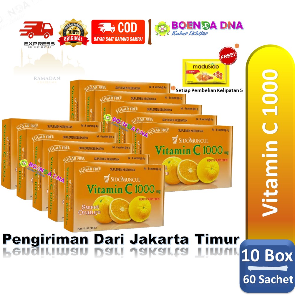 10 Box Vitamin C 1000 Mg Sidomuncul 60 Sachet Suplemen Daya Tahan Tubuh Shopee Indonesia