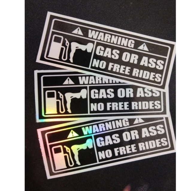 STIKER PRINTING WARNING GASORASSNOFREERIDES HOLOGRAM