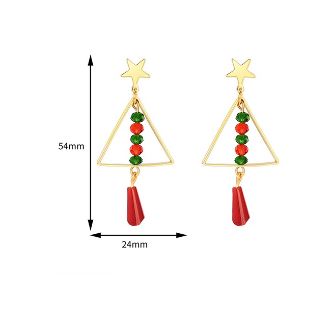 LRC Anting Tusuk Natal Fashion Color Little Elk Hair Ball Asymmetrical Oil Drop Earrings P50292