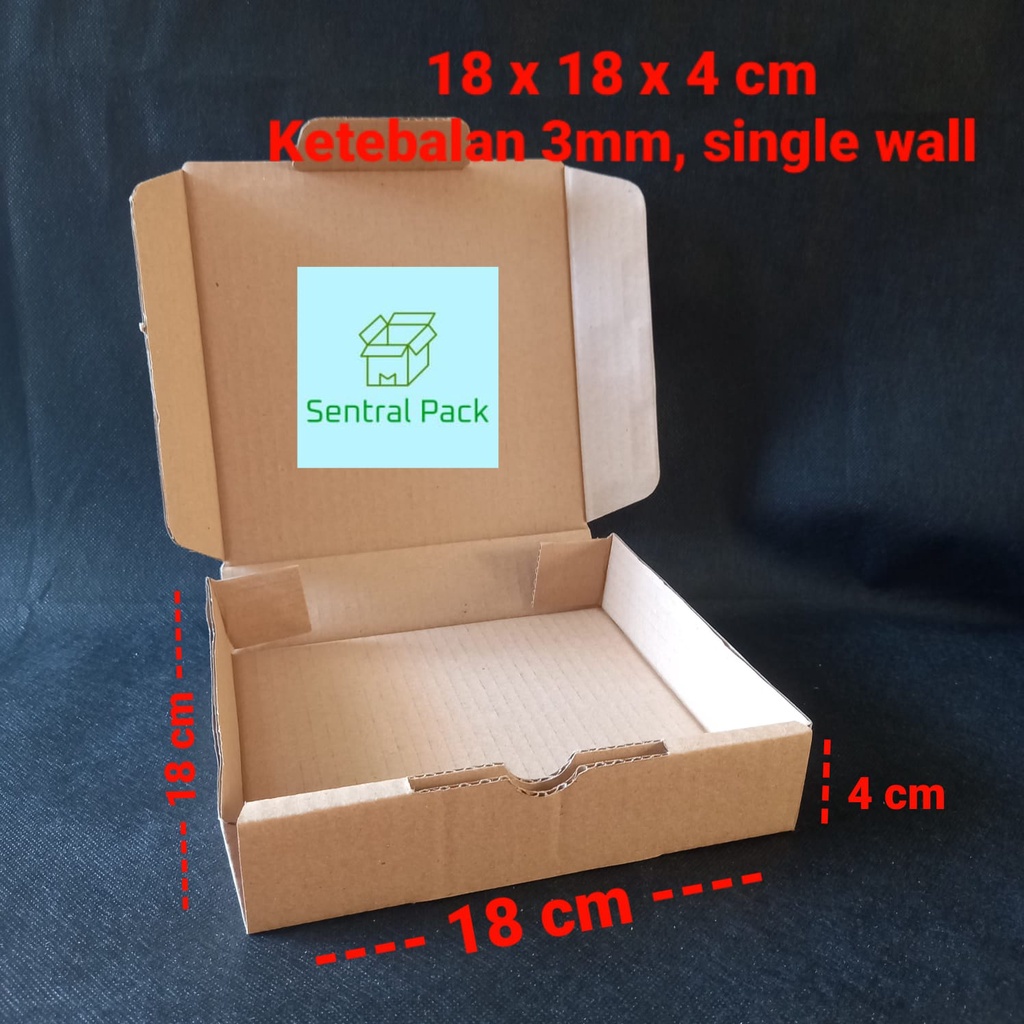 

Harga tertera untuk 5pc. Kardus die cut uk 18 x 18 x 4 cm / karton box / kardus kemasan / kardus kue