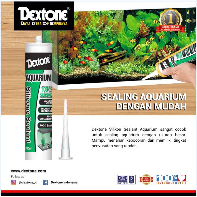 Lem Kaca Aquarium 100% Silicone Sealant Dextone Anti Bocor Anti Susut