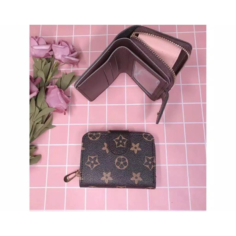 Medan Termurah KD47 Dompet wanita import motif catur kotak bunga zipper/Dompet cakep zipper