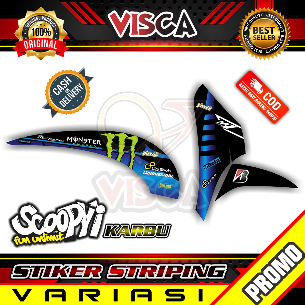 Striping Scoopy Karbu -  Sticker Striping Variasi Lis Scoopy Karbu - Striping Hologram Scoopy Karbu 