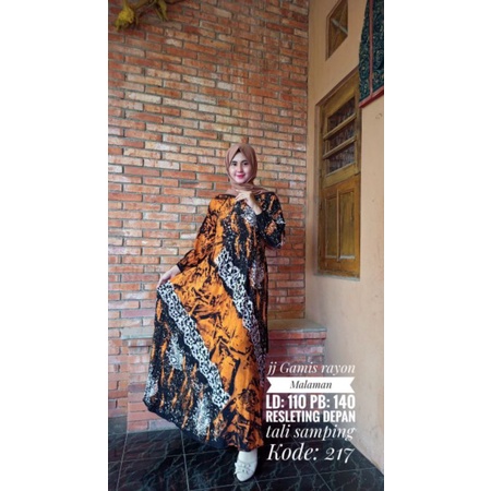 Banting Harga Gamis Twill Rayon Premium Batik Malaman Goldfinch Busui Friendly LRnbONjc8dMwjN