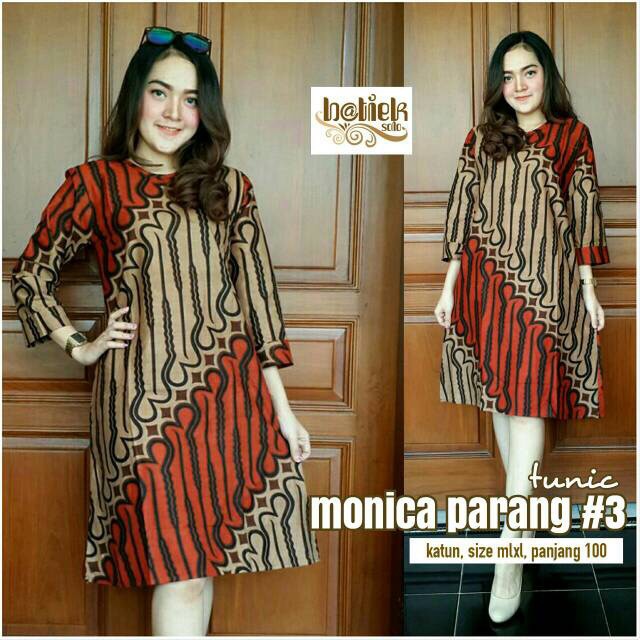 Tunik Monica #163 Parang Warna Sogan Batik Midi Genes Parang Warna Jadul Muslim Pesta Kantoran