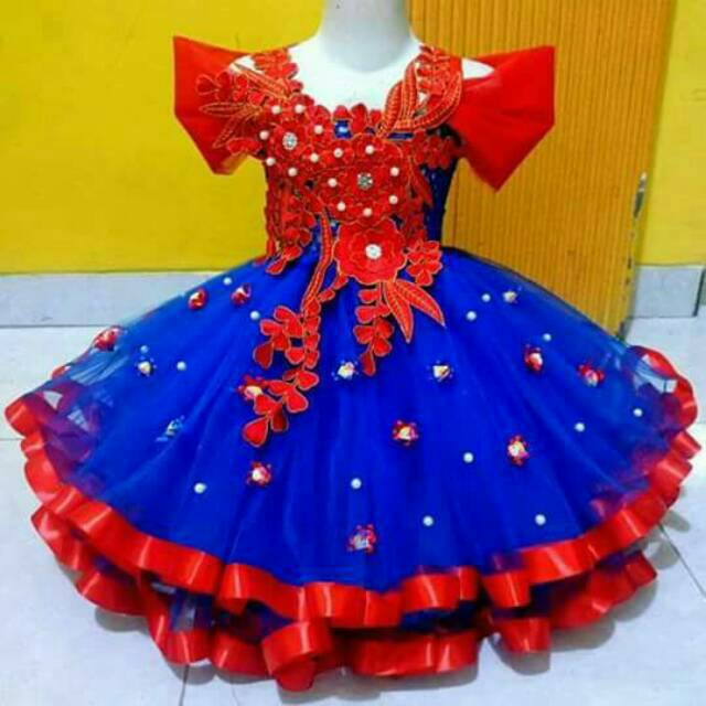 Gaun pesta anak full aksesoris