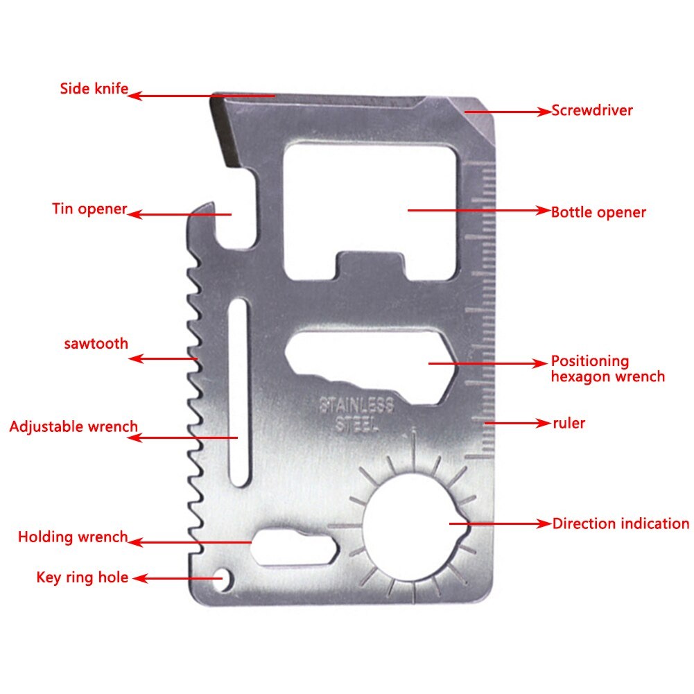 [BISA COD] Kartu Survival Outdoor Kartu Multifungsi Stainless 11 in 1 Survival Kit Tool Card