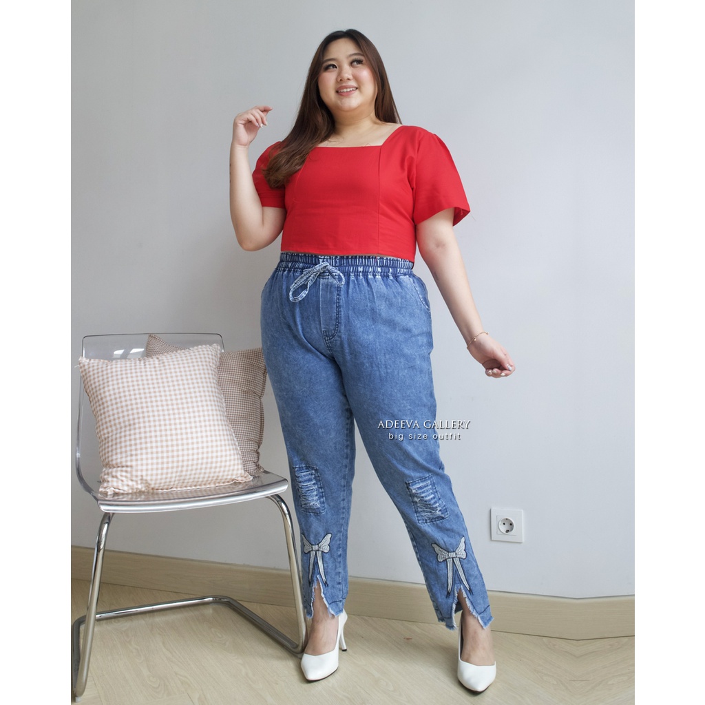 ADEEVA Claudya Pants Super Jumbo Celana Jeans Wanita Jumbo
