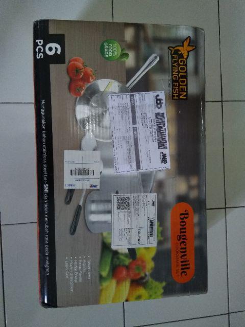 Panci Set 6 Pcs Bougenville Golden Flying Fish Cookware Set Stainless Steel Tebal