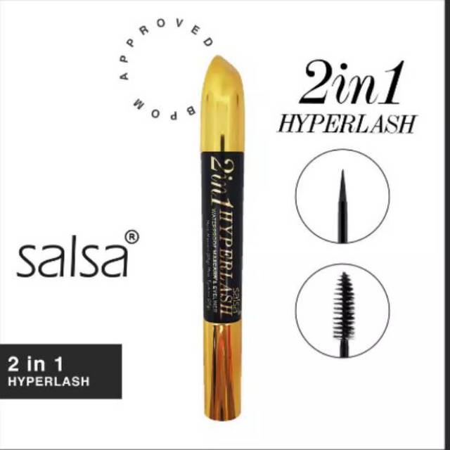 ^ KYRA ^ Salsa Hyperlash Maskara 2 in1 / Mascara Hitam Plus Eyeliner - Kuas Hitam / Black